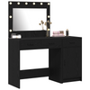 2-Piece Dressing Table Set with LED - Black Engineered Wood