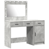 2-Piece Dressing Table Set with LED in Concrete Grey Made from Engineered Wood