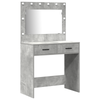 2-Piece Dressing Table Set with LED in Concrete Grey Made from Engineered Wood