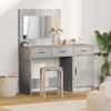 2-Piece Dressing Table Set with LED in Concrete Grey Made from Engineered Wood