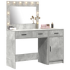 2-Piece Dressing Table Set with LED in Concrete Grey Made from Engineered Wood