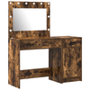 2 Piece Dressing Table Set with LED Smoked Oak Engineered Wood