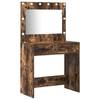 2 Piece Dressing Table Set with LED Smoked Oak Engineered Wood