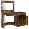 2 Piece Dressing Table Set with LED Smoked Oak Engineered Wood
