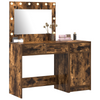 2 Piece Dressing Table Set with LED Smoked Oak Engineered Wood