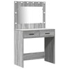 2-Piece Dressing Table Set with LED - Grey Sonoma Engineered Wood