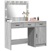 2-Piece Dressing Table Set with LED - Grey Sonoma Engineered Wood