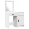 2-Piece Dressing Table Set with LED - White Engineered Wood