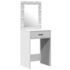 2-Piece Dressing Table Set with LED - White Engineered Wood