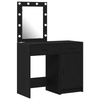 2 Piece Dressing Table Set with LED Black Engineered Wood