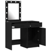 2 Piece Dressing Table Set with LED Black Engineered Wood