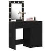 2 Piece Dressing Table Set with LED Black Engineered Wood