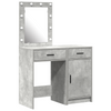 2-Piece Dressing Table Set with LED in Concrete Grey Engineered Wood