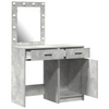 2-Piece Dressing Table Set with LED in Concrete Grey Engineered Wood