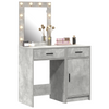 2-Piece Dressing Table Set with LED in Concrete Grey Engineered Wood