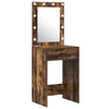 2 Piece Dressing Table Set with LED in Smoked Oak Engineered Wood