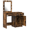 2 Piece Dressing Table Set with LED in Smoked Oak Engineered Wood