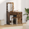 2 Piece Dressing Table Set with LED in Smoked Oak Engineered Wood
