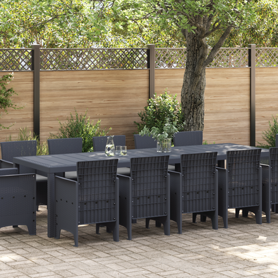 13 Piece Garden Dining Set with Cushions Anthracite Poly Rattan