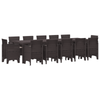 13 Piece Garden Dining Set with Cushions Brown Poly Rattan