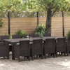 13 Piece Garden Dining Set with Cushions Brown Poly Rattan