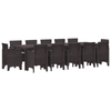 13 Piece Garden Dining Set with Cushions Brown Poly Rattan