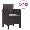 13 Piece Garden Dining Set with Cushions Brown Poly Rattan