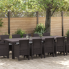 13 Piece Garden Dining Set with Cushions Brown Poly Rattan