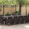 13 Piece Garden Dining Set with Cushions Brown Poly Rattan