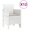 13 Piece Garden Dining Set with Cushions White Poly Rattan
