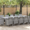 13 Piece Garden Dining Set with Cushions Light Grey Poly Rattan