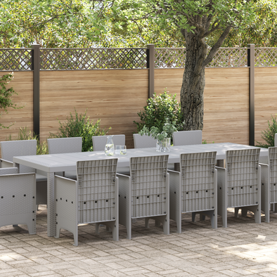 13 Piece Garden Dining Set with Cushions Light Grey Poly Rattan