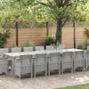 15 Piece Garden Dining Set Light Grey Poly Rattan
