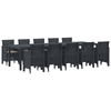 11 Piece Garden Dining Set with Cushions Anthracite Poly Rattan