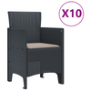 11 Piece Garden Dining Set with Cushions Anthracite Poly Rattan