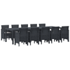 11 Piece Garden Dining Set with Cushions Anthracite Poly Rattan