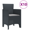11 Piece Garden Dining Set with Cushions Anthracite Poly Rattan