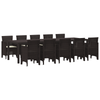 11 Piece Garden Dining Set with Cushions Brown Poly Rattan