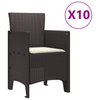 11 Piece Garden Dining Set with Cushions Brown Poly Rattan