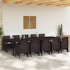 11 Piece Garden Dining Set with Cushions Brown Poly Rattan