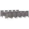 11 Piece Garden Dining Set Light Grey Poly Rattan