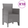 11 Piece Garden Dining Set Light Grey Poly Rattan