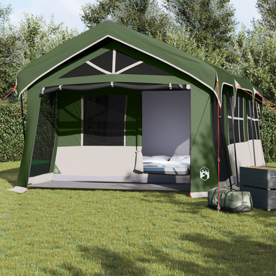 Camping Tent with Windows Green 10-Person Waterproof