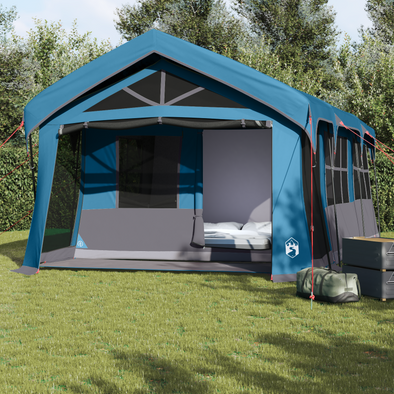 Camping Tent with Windows Blue 10-Person Waterproof