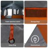 Camping Tent with Windows Grey and Orange 10-Person Waterproof