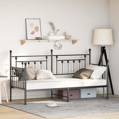 Beds & Bed Frames Black Metal 75 x 190 cm Black Bed Frame