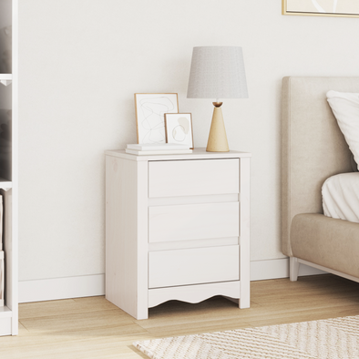 Bedside Cabinet "DRAMMEN" White 45x35x56 cm Solid Wood Pine