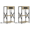 Bedside Cabinets with Shelf with Storage 2 pcs Sonoma oak Engineered wood