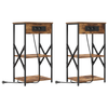 Bedside Cabinets with Shelf with Storage 2 pcs Smoked oak Engineered wood