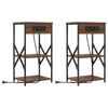 Bedside Cabinets with Shelf with Storage 2 pcs Brown oak Engineered wood